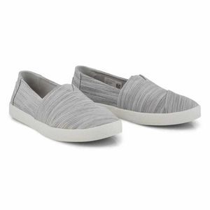 TOMS Avalon Gray Two Stoned Striped Canvas Slip On Shoes Size 6.5